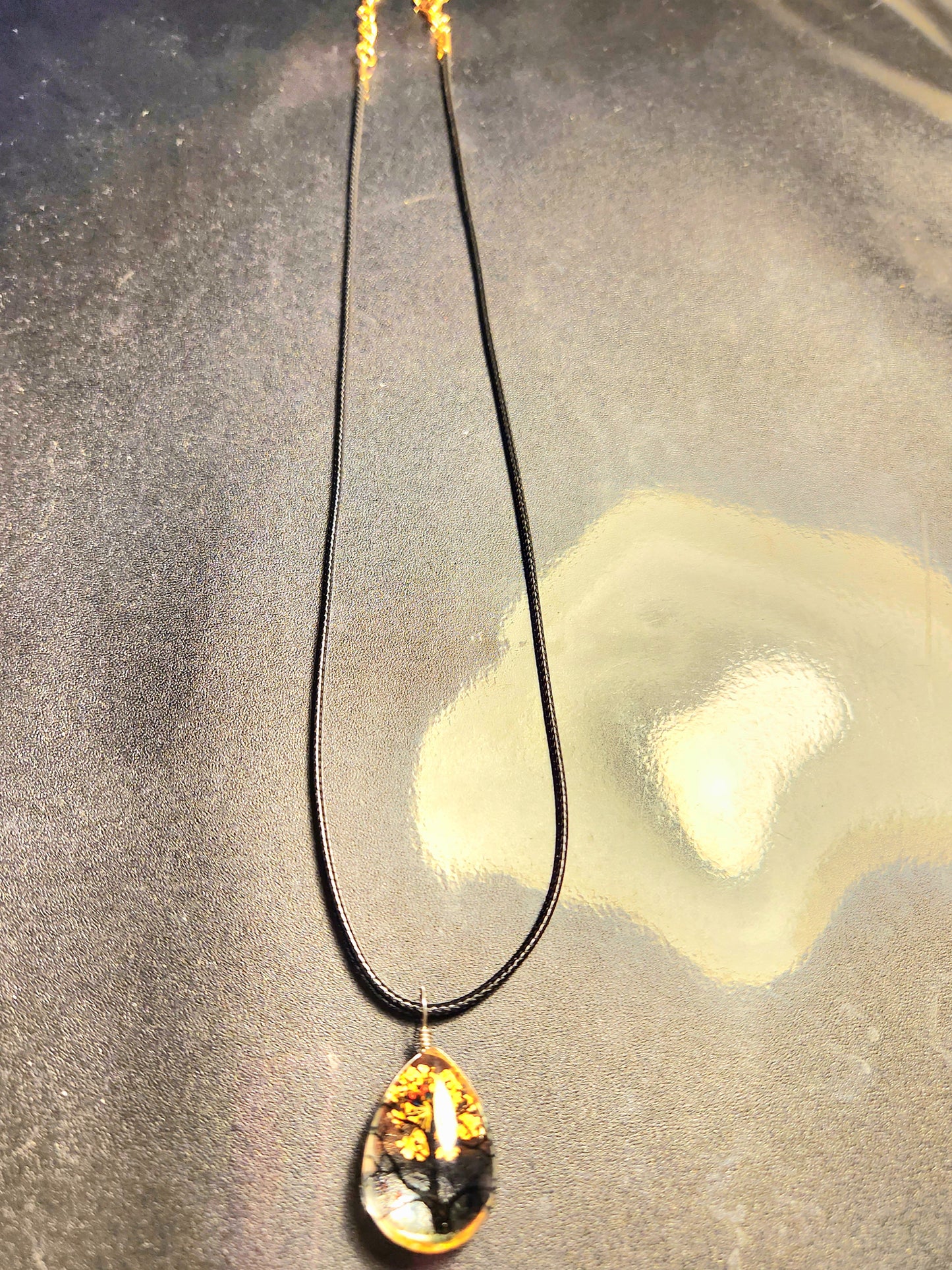 Yellow Teardrop Tree Necklace