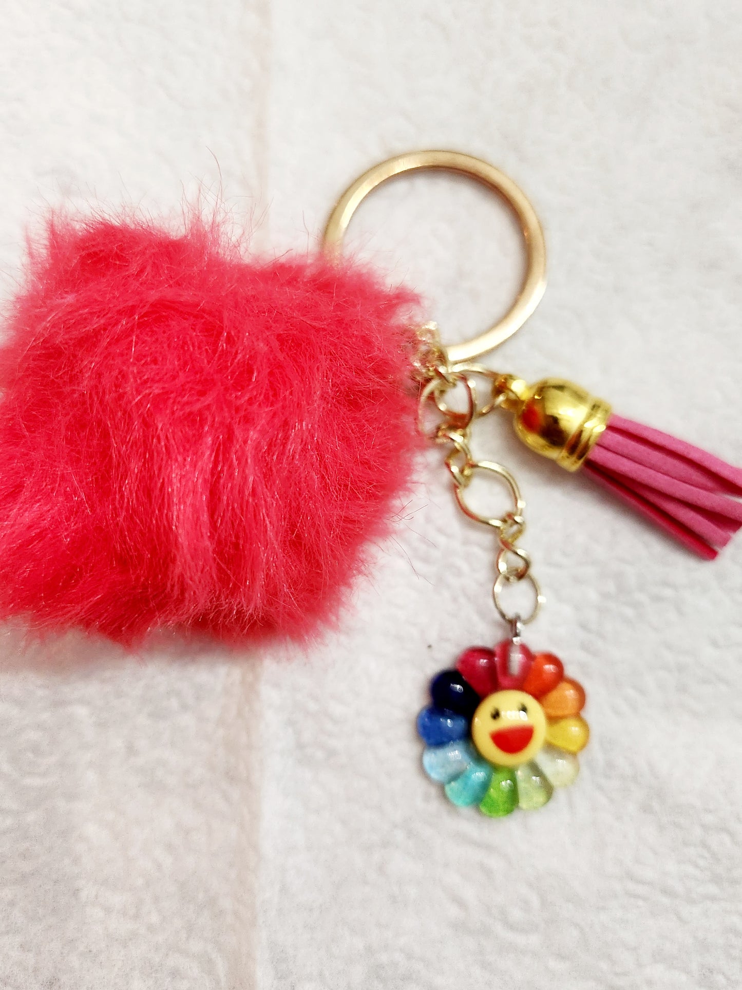 Loud Neon Pink Flower Keychain