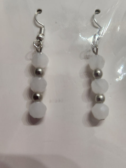 White and Silver Bead Earrings