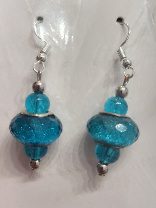 Big Ocean Blue Bead Earrings