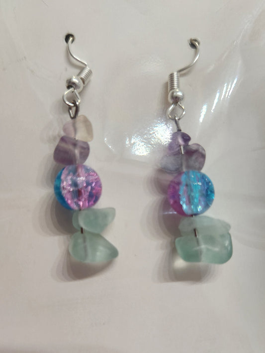 Lavender Teal Combo Earrings