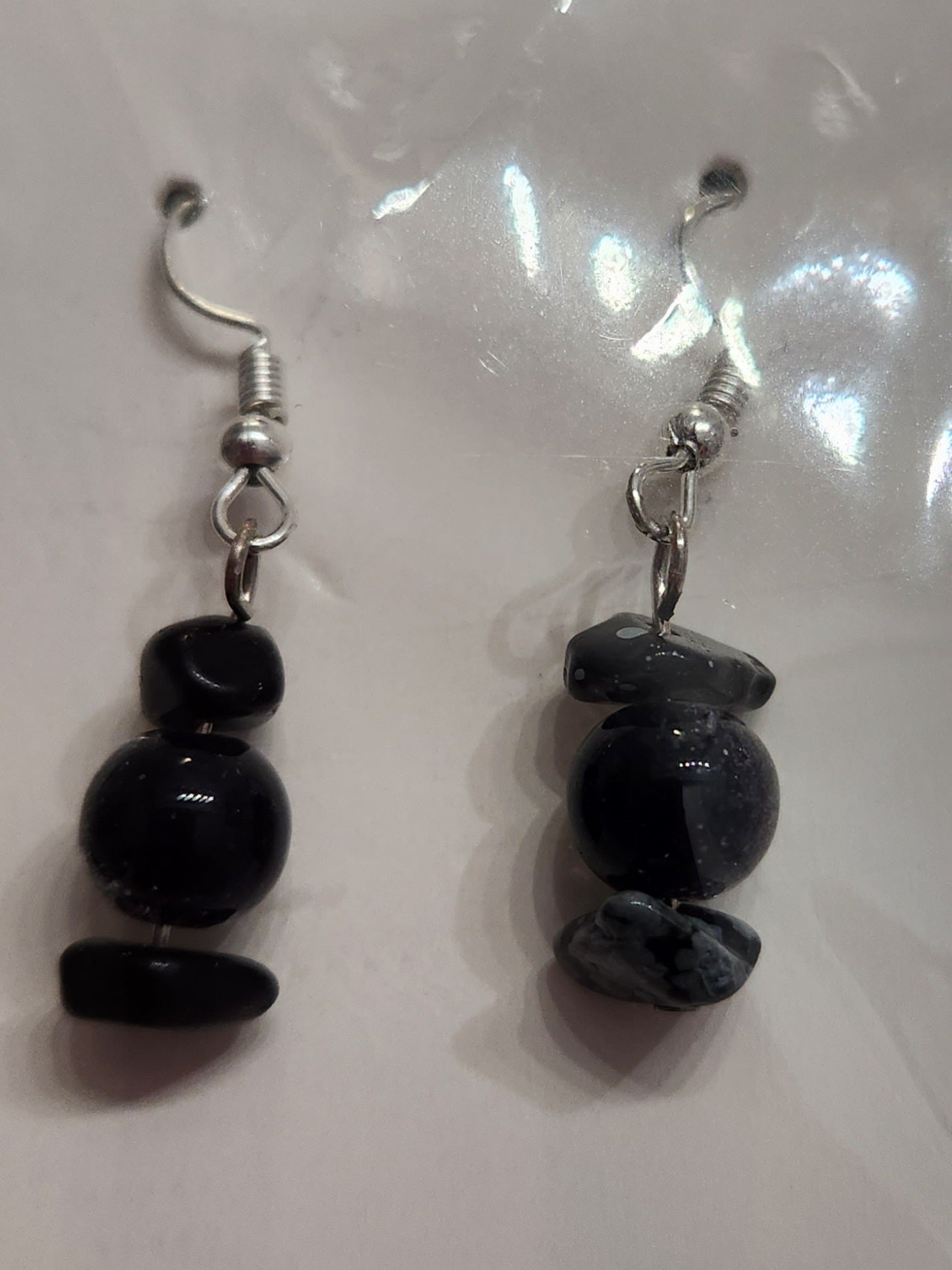 Black Rocks with Black Bead Earrings