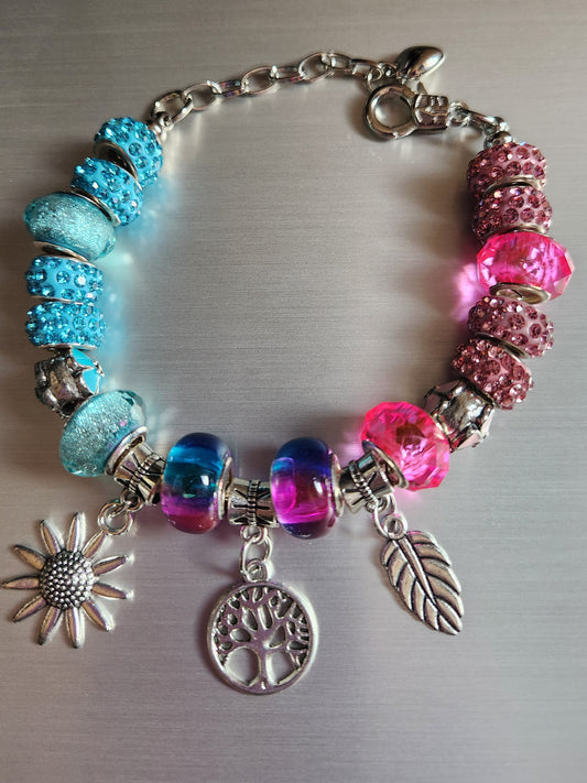 Bracelet Pink and Blue Peaceful Nature