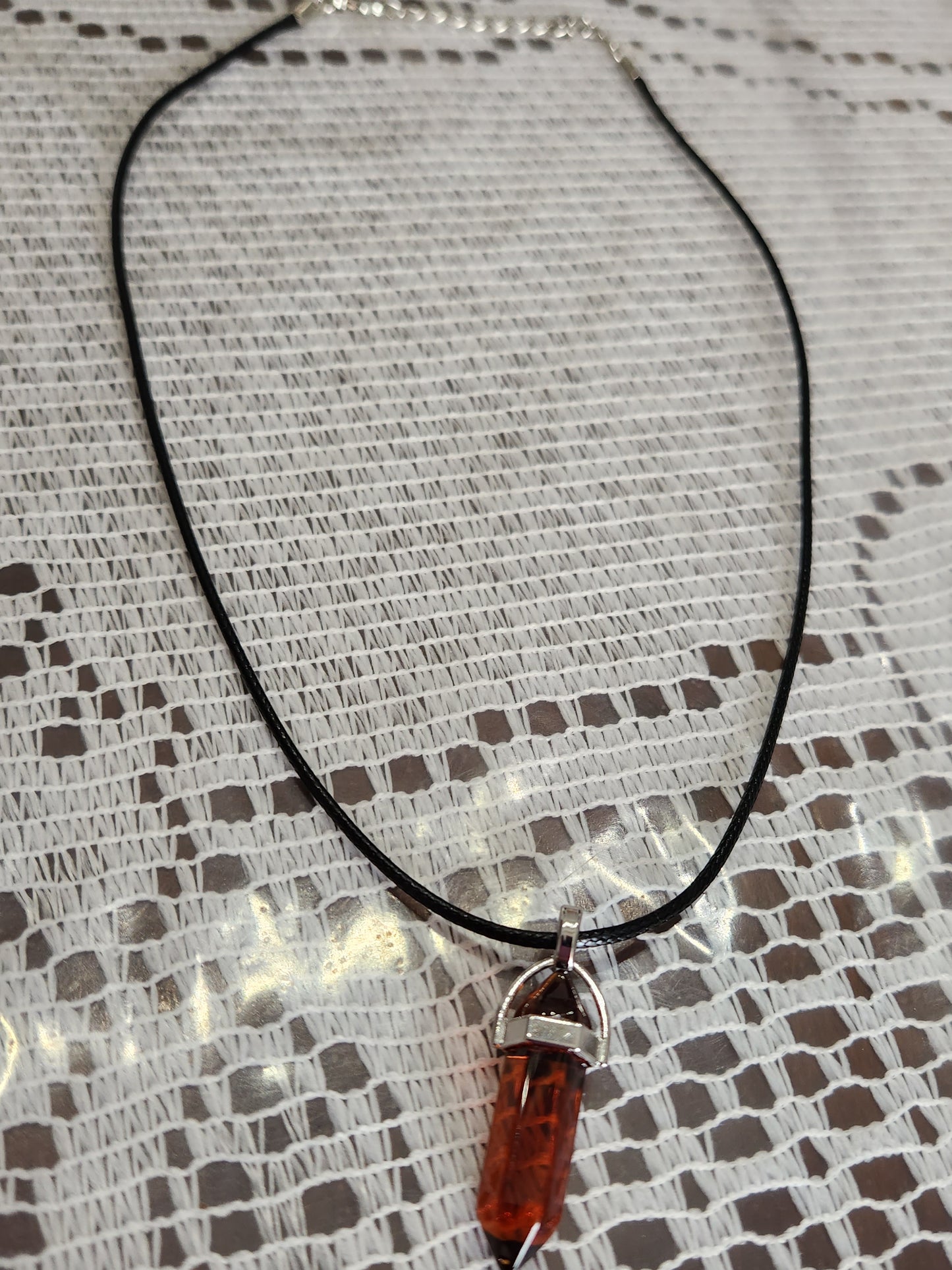 Bullet Shape Pointed Pendant Brown Necklace