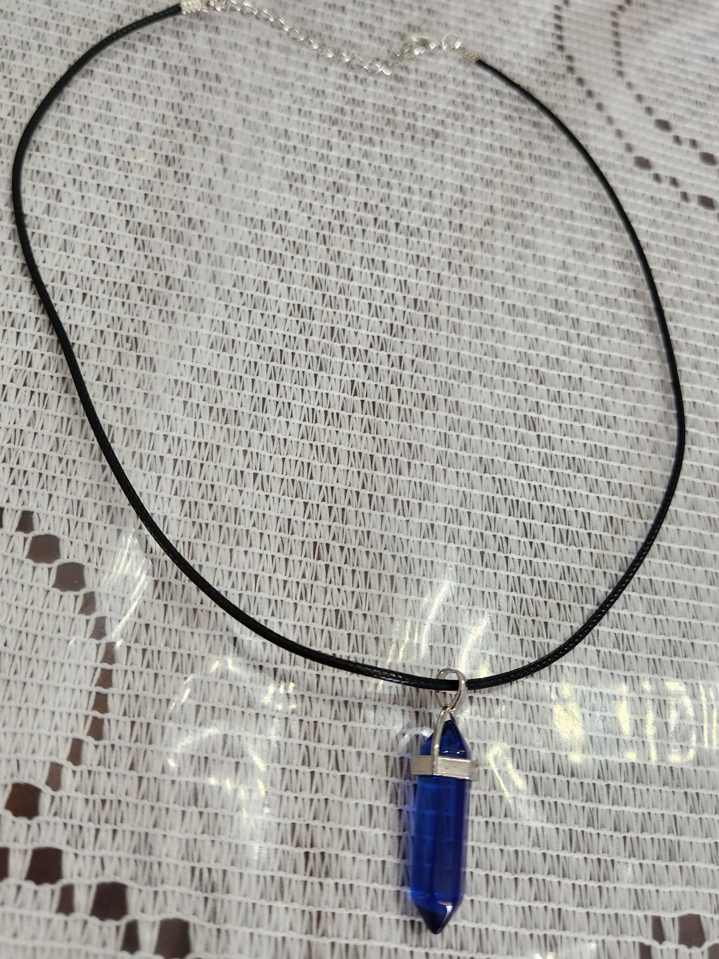 Bullet Shape Pointed Pendant Blue Necklace