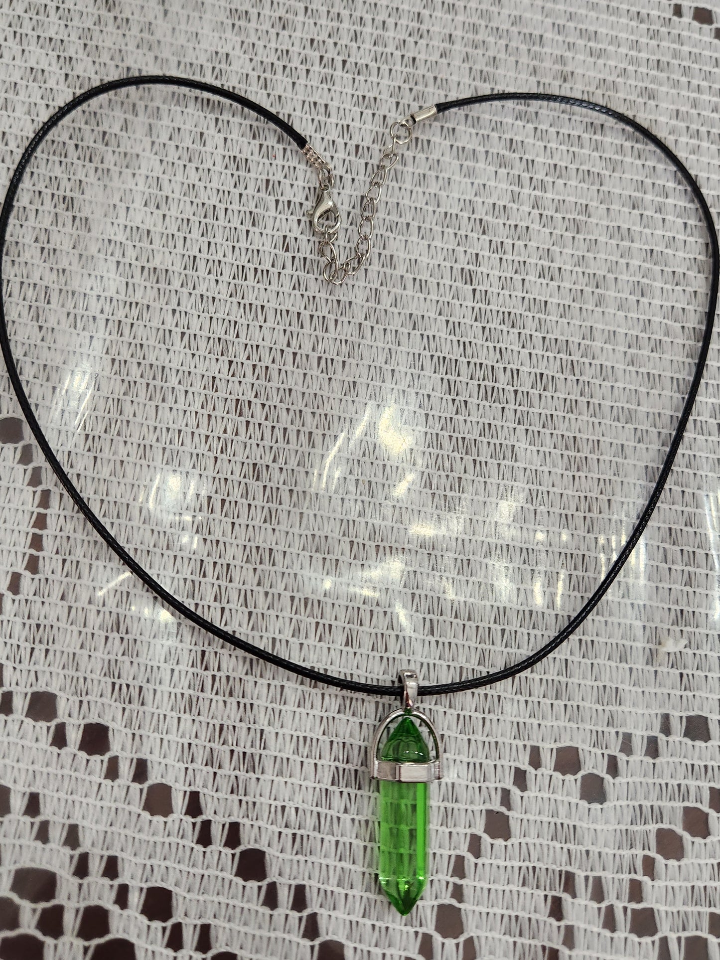 Bullet Shape Pointed Pendant Lime Green Necklace