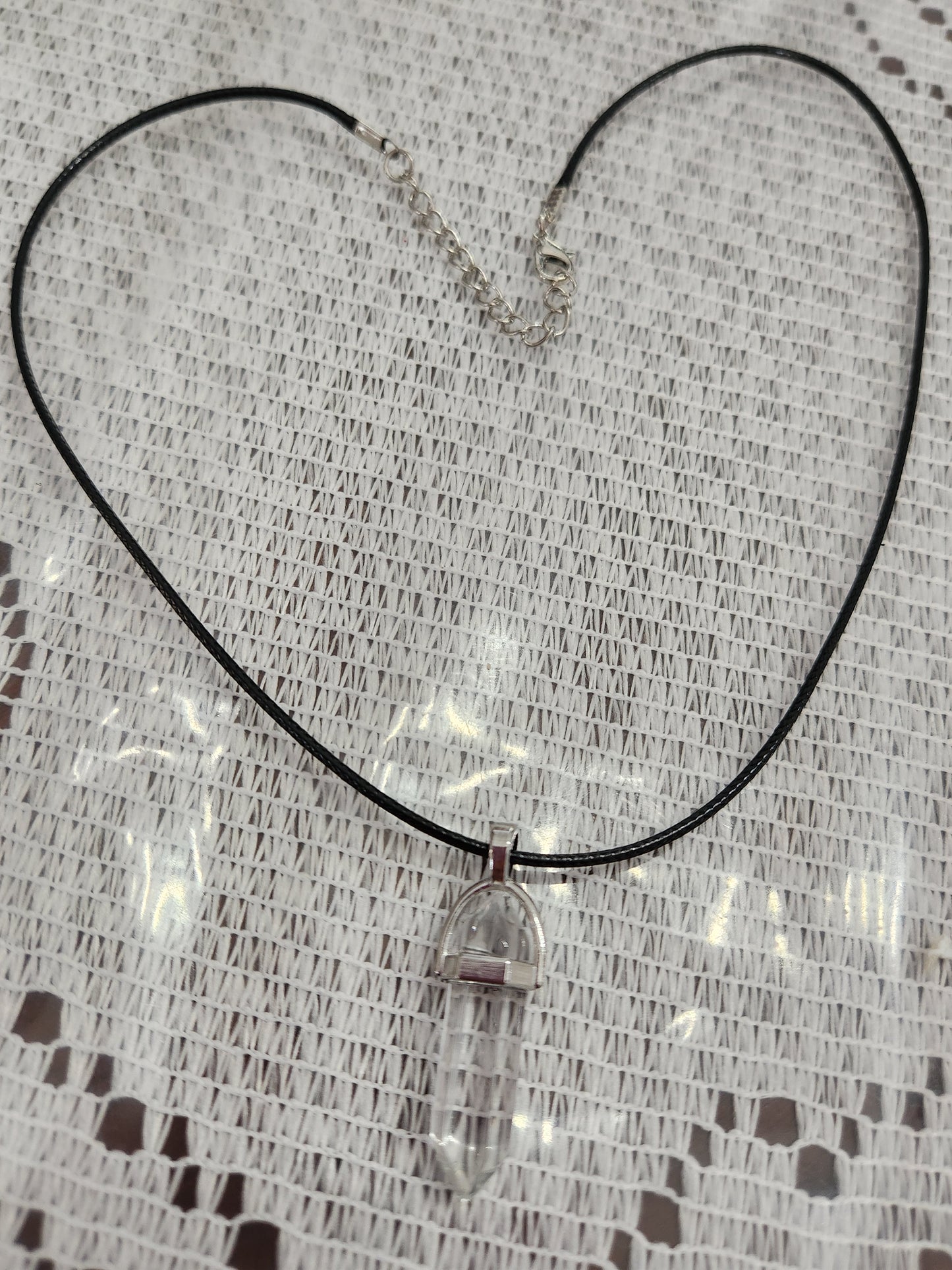 Bullet Shape Pointed Pendant Clear Necklace