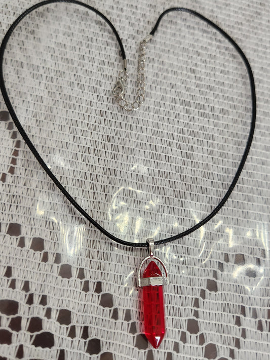 Bullet Shape Pointed Pendant Red Necklace