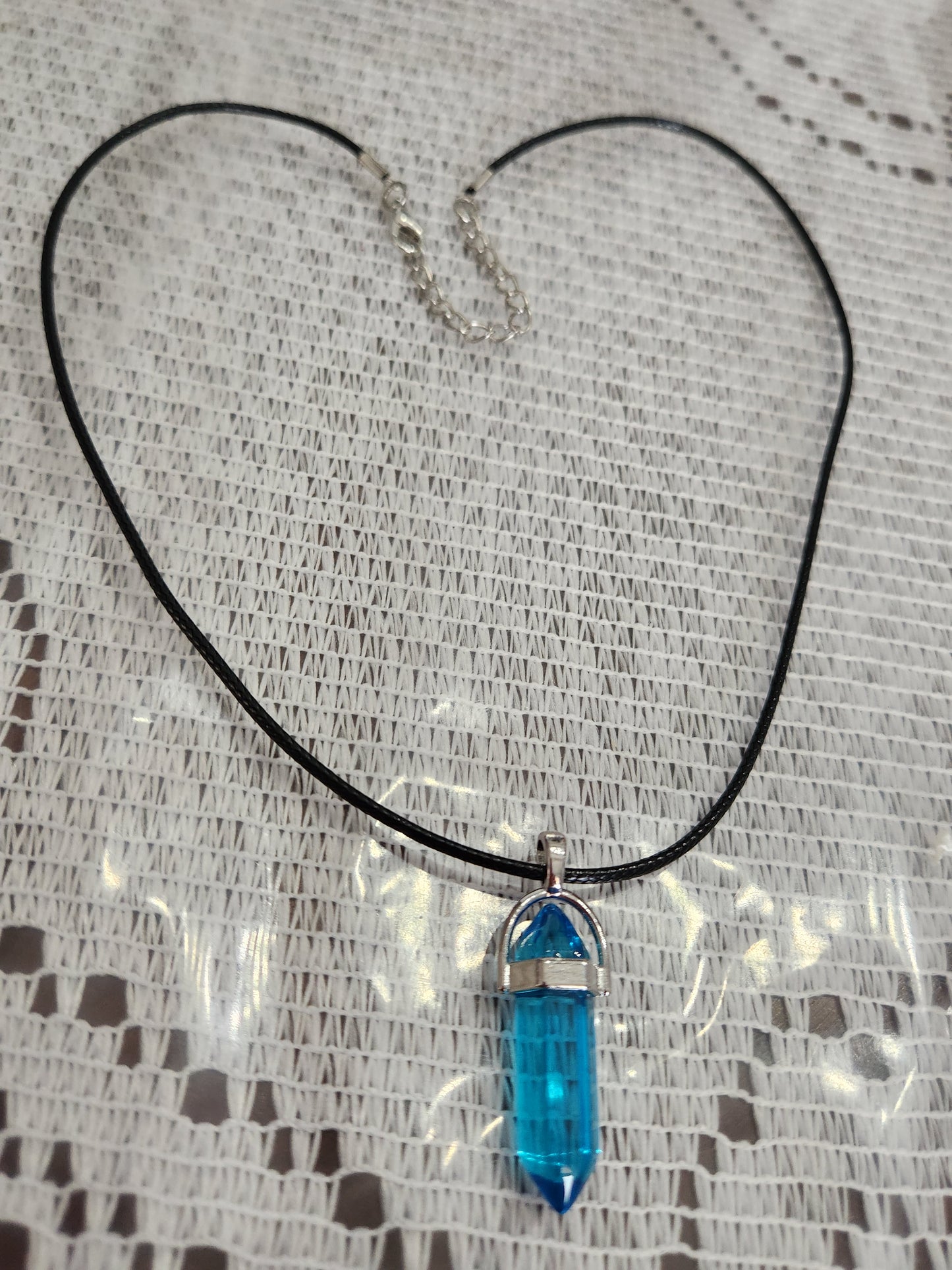 Bullet Shape Pointed Pendant Teal Necklace