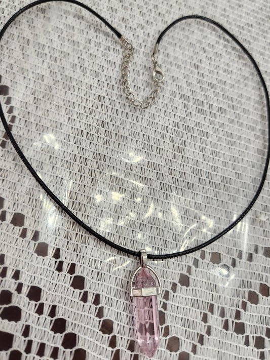 Bullet Shape Pointed Pendant Light Pink Necklace