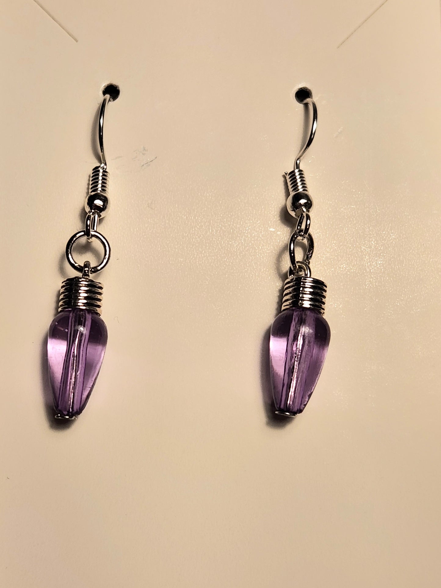 Lavender Christmas Light Earrings