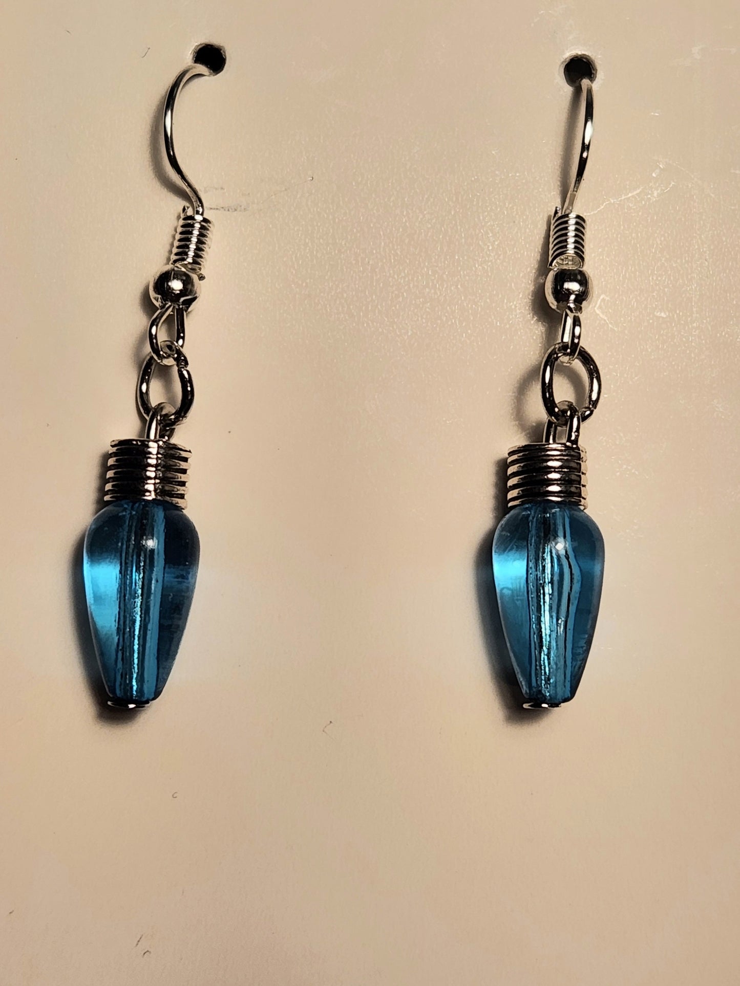 Light Blue Christmas Light Earrings