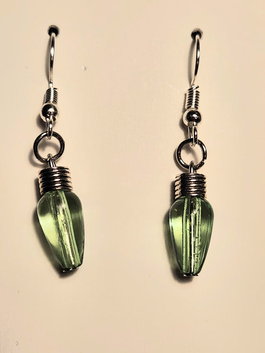 Light Green Christmas Light Earrings