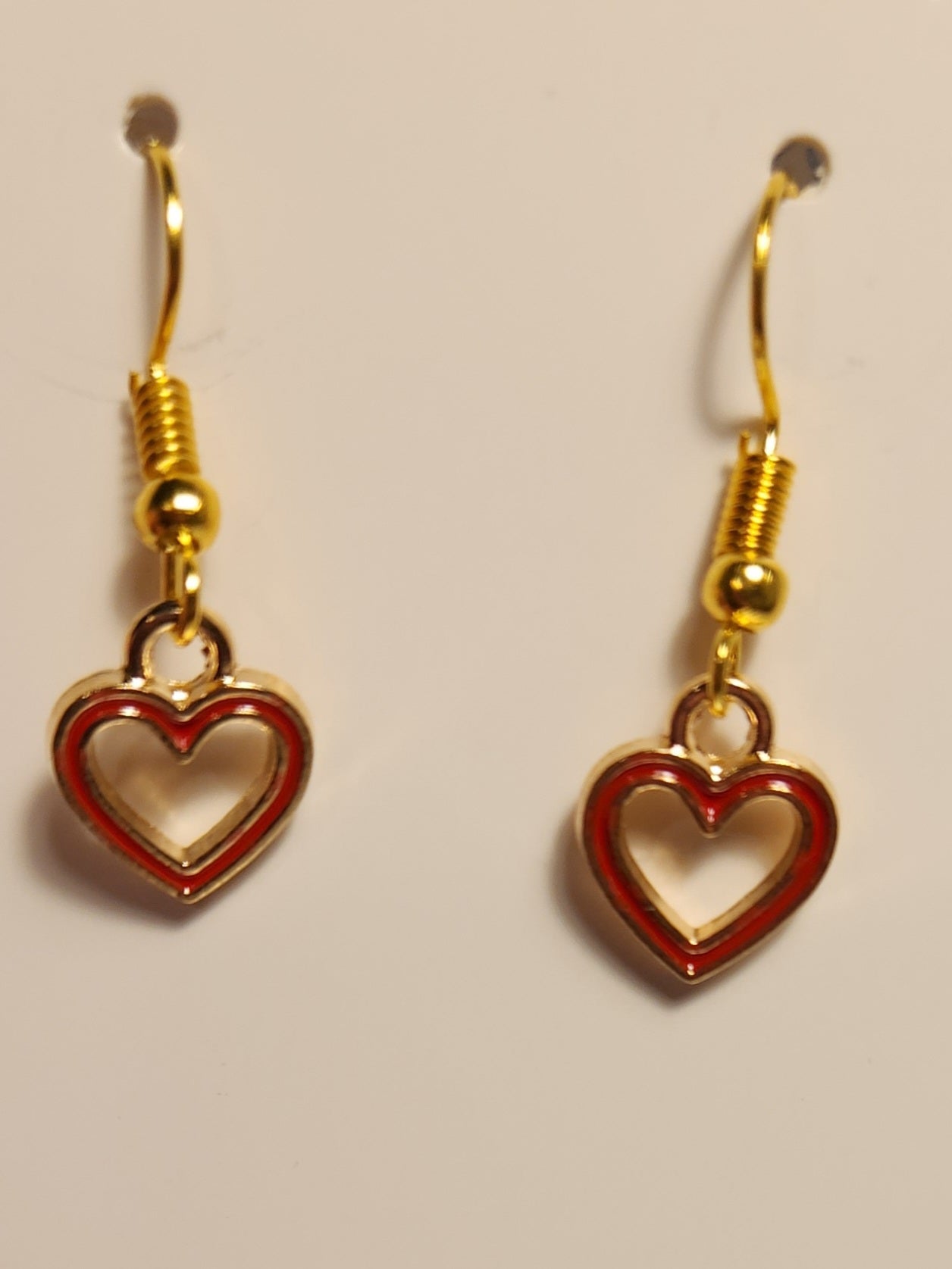 Red and Gold Colored Heart Earrings