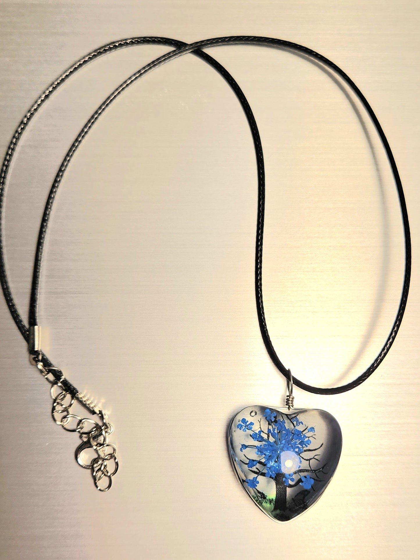 Blue Heart Tree Necklace