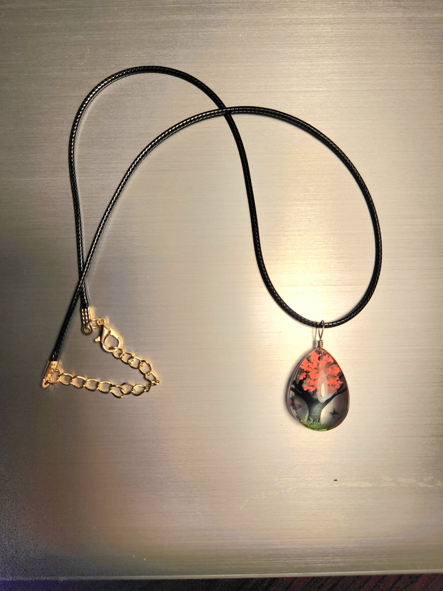 Red Teardrop Tree Necklace