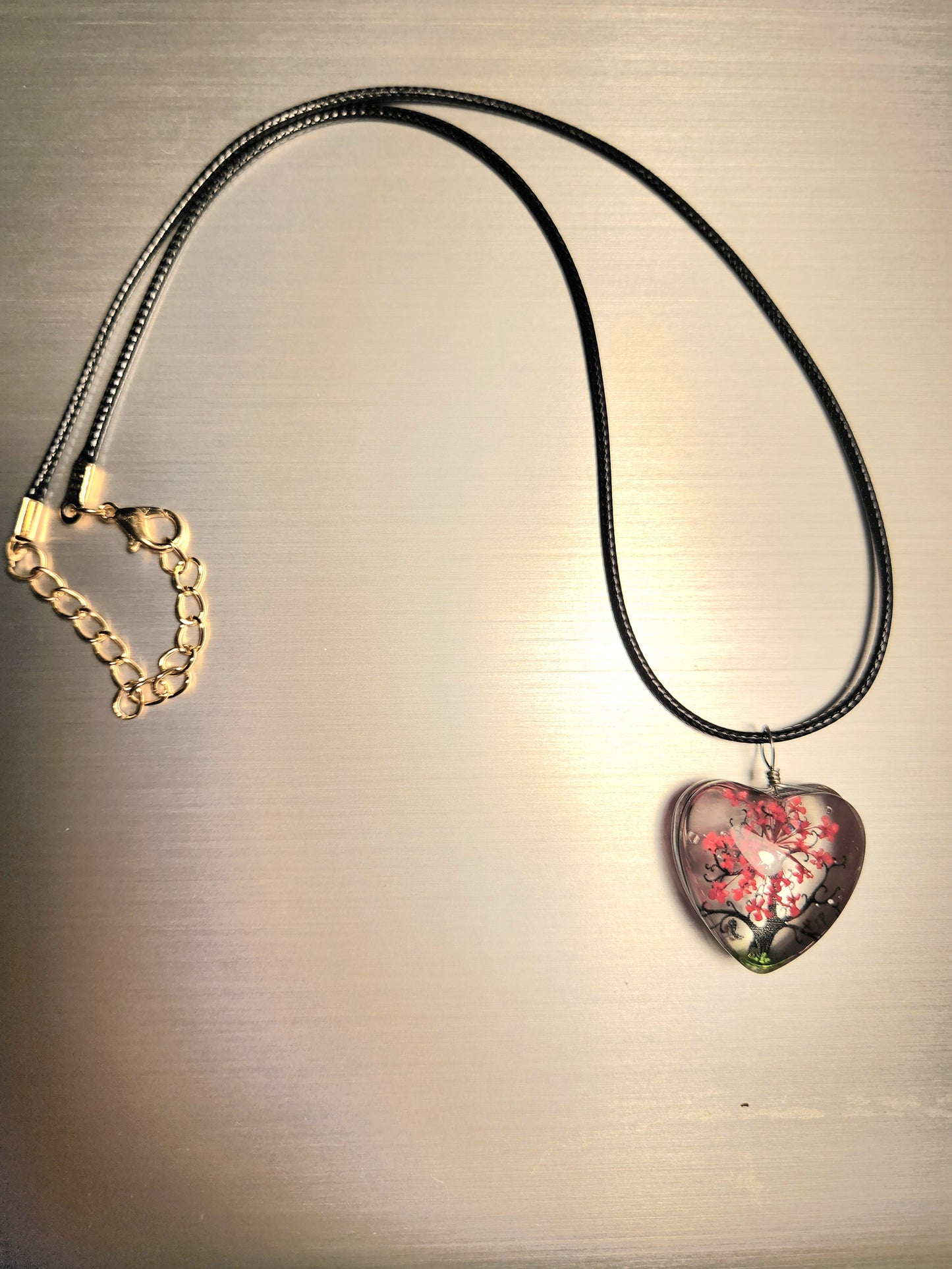 Red Heart Tree Necklace