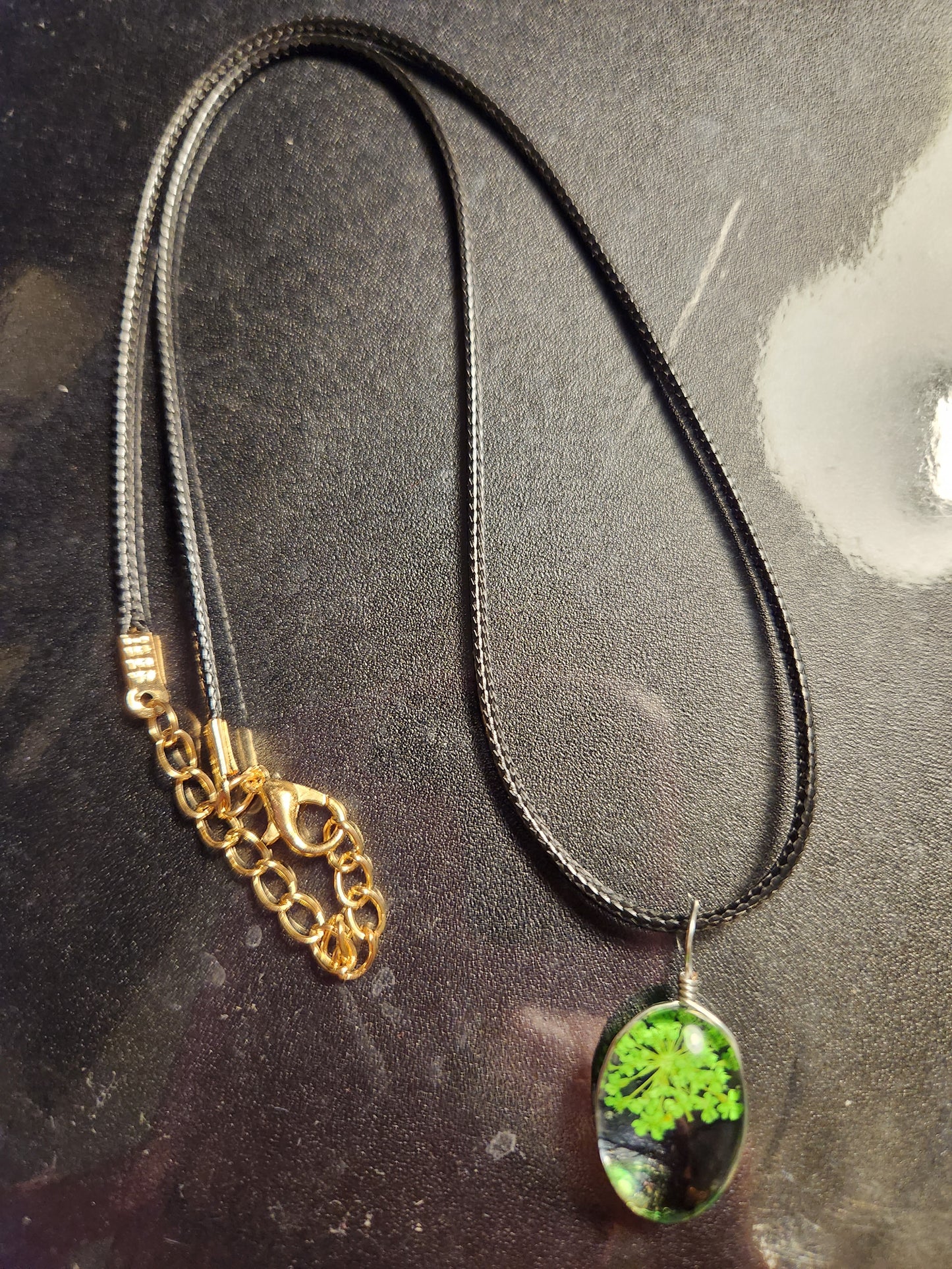 Green Oval Tree Necklace