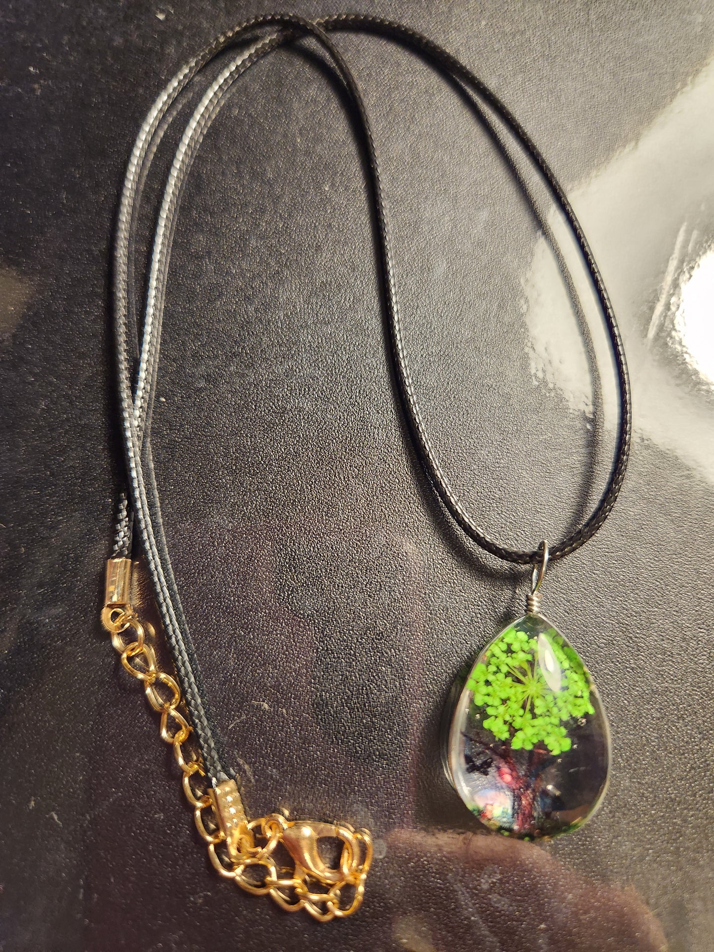 Green Teardrop Tree Necklace