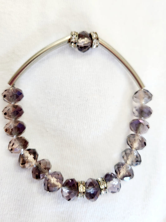 Dark Purple Clear Bling Elastic Bracelet