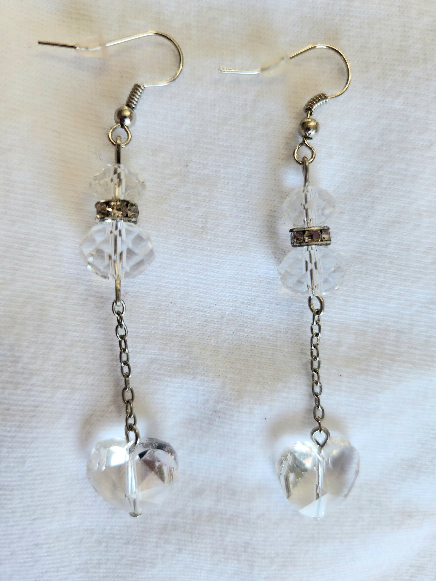 Clear Heart Chandelier Earrings