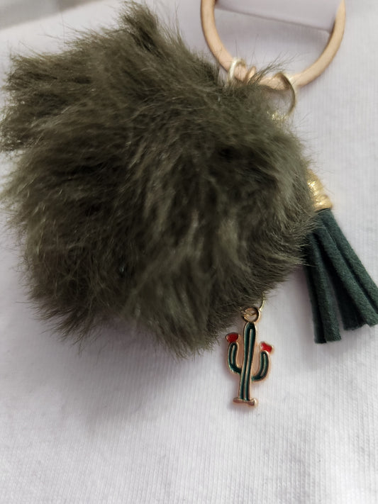 Seaweed Green Color Cactus Keychain