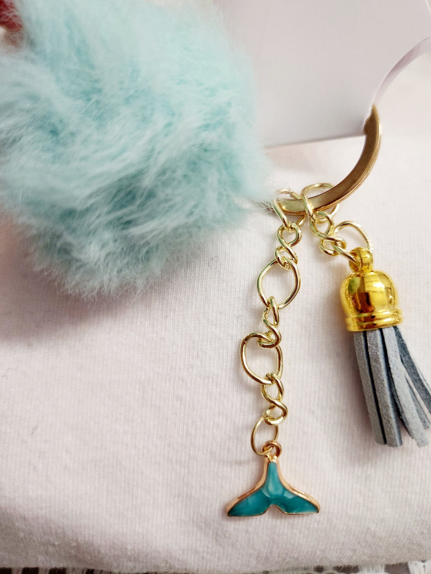 Pale Turquoise Mermaid Tail Keychain