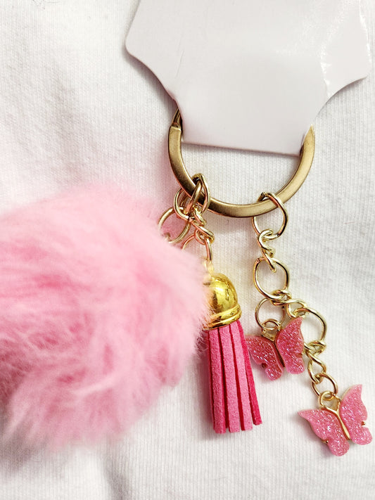 Pink Double Butterfly Keychain