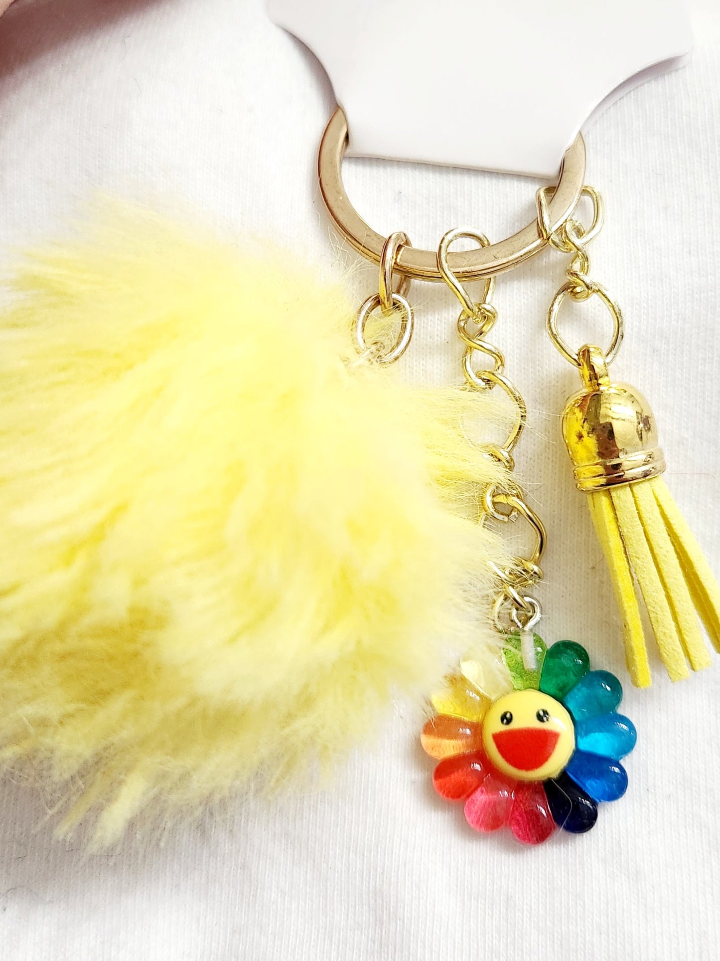 Yellow Smiley Flower Keychain