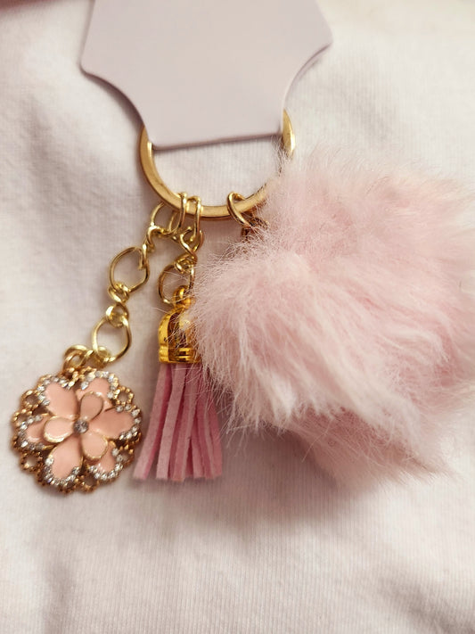 Soft Pink Flower Keychain