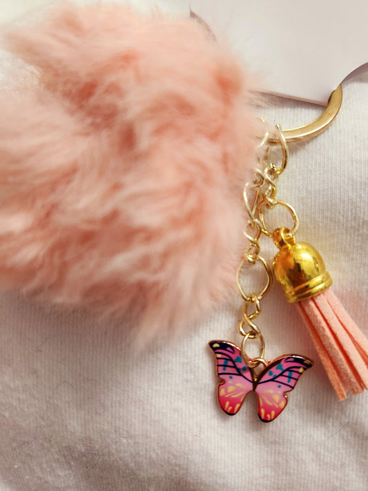 Coral Pink Butterfly Keychain