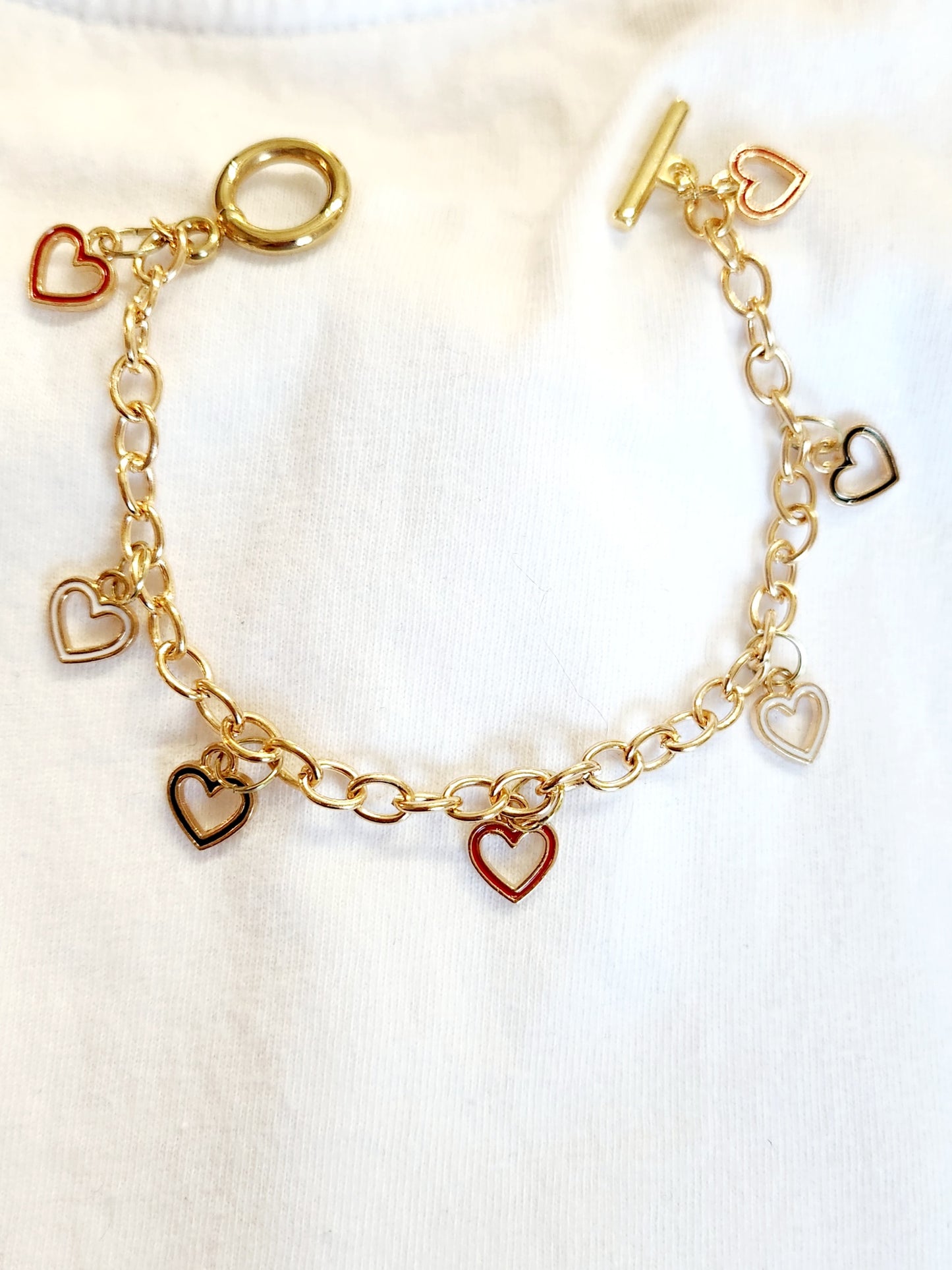 Multi-color Heart Charm Bracelet