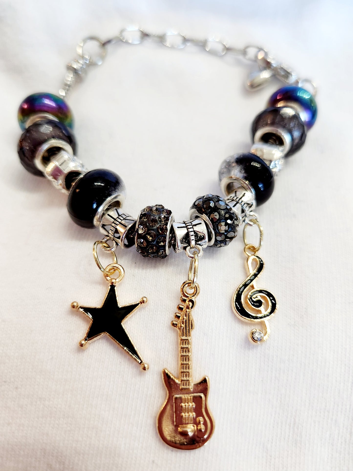 Black Music Theme Charm Bracelet