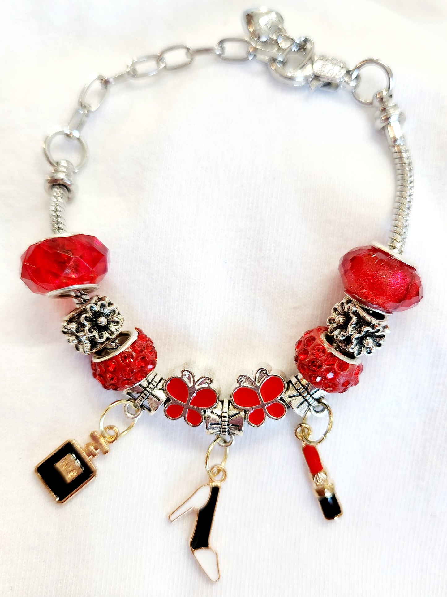 Red Theme Young Lady Charm Bracelet