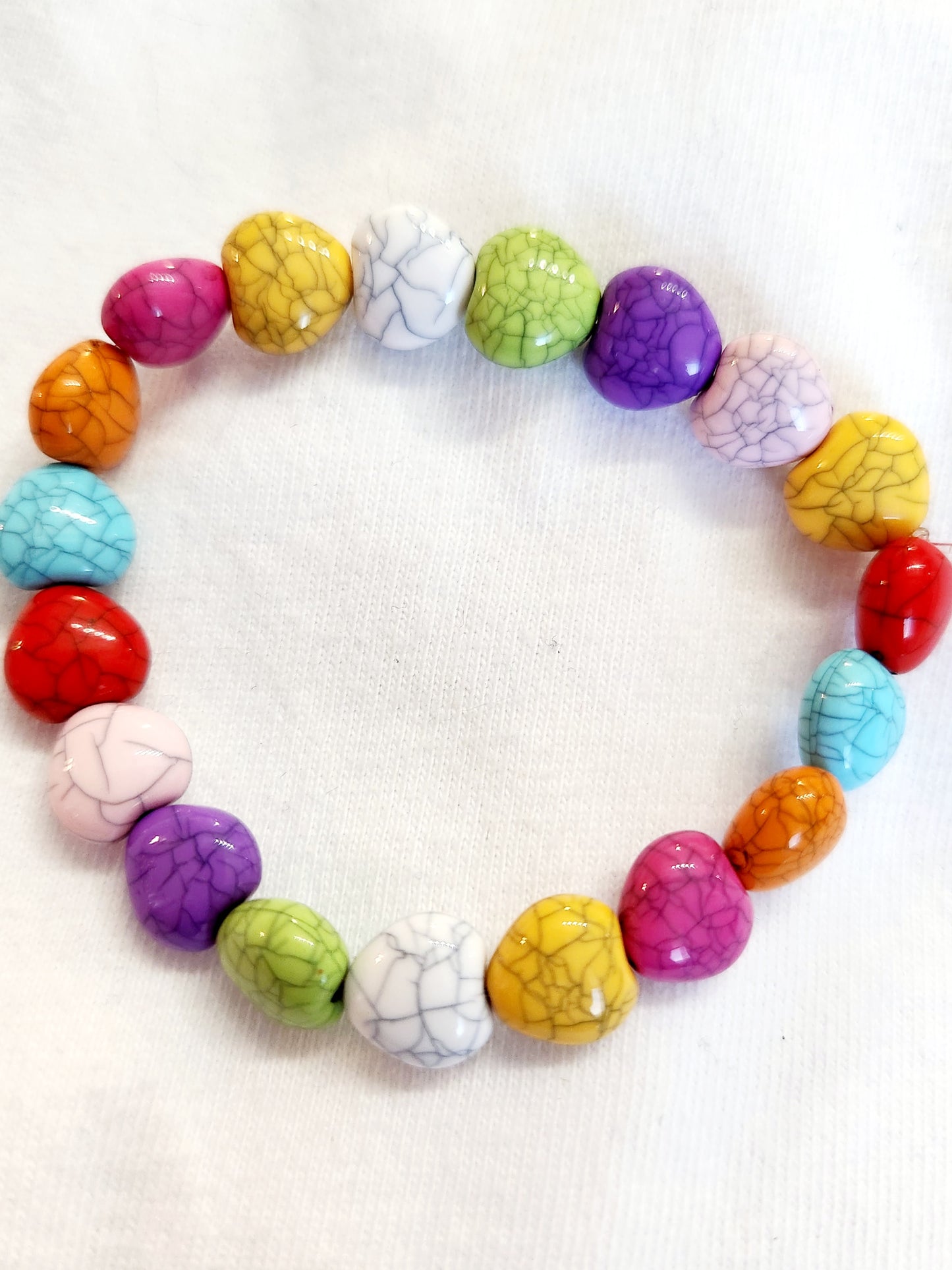 Multi-Color Heart Stone Elastic Bracelet