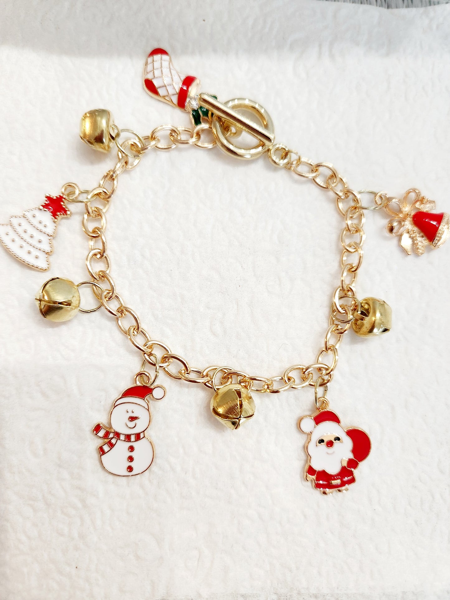 Gold Christmas Charm Bracelet