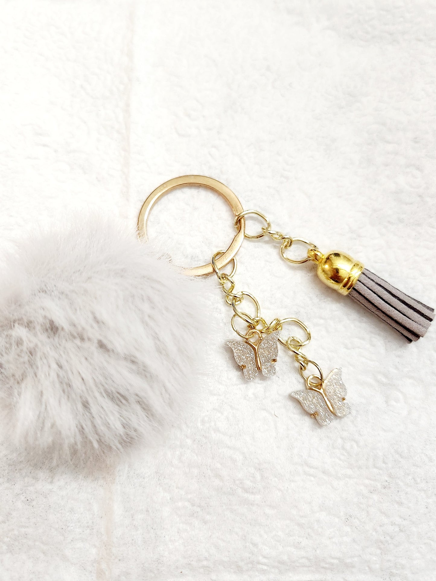 Light Grey Butterfly Keychain