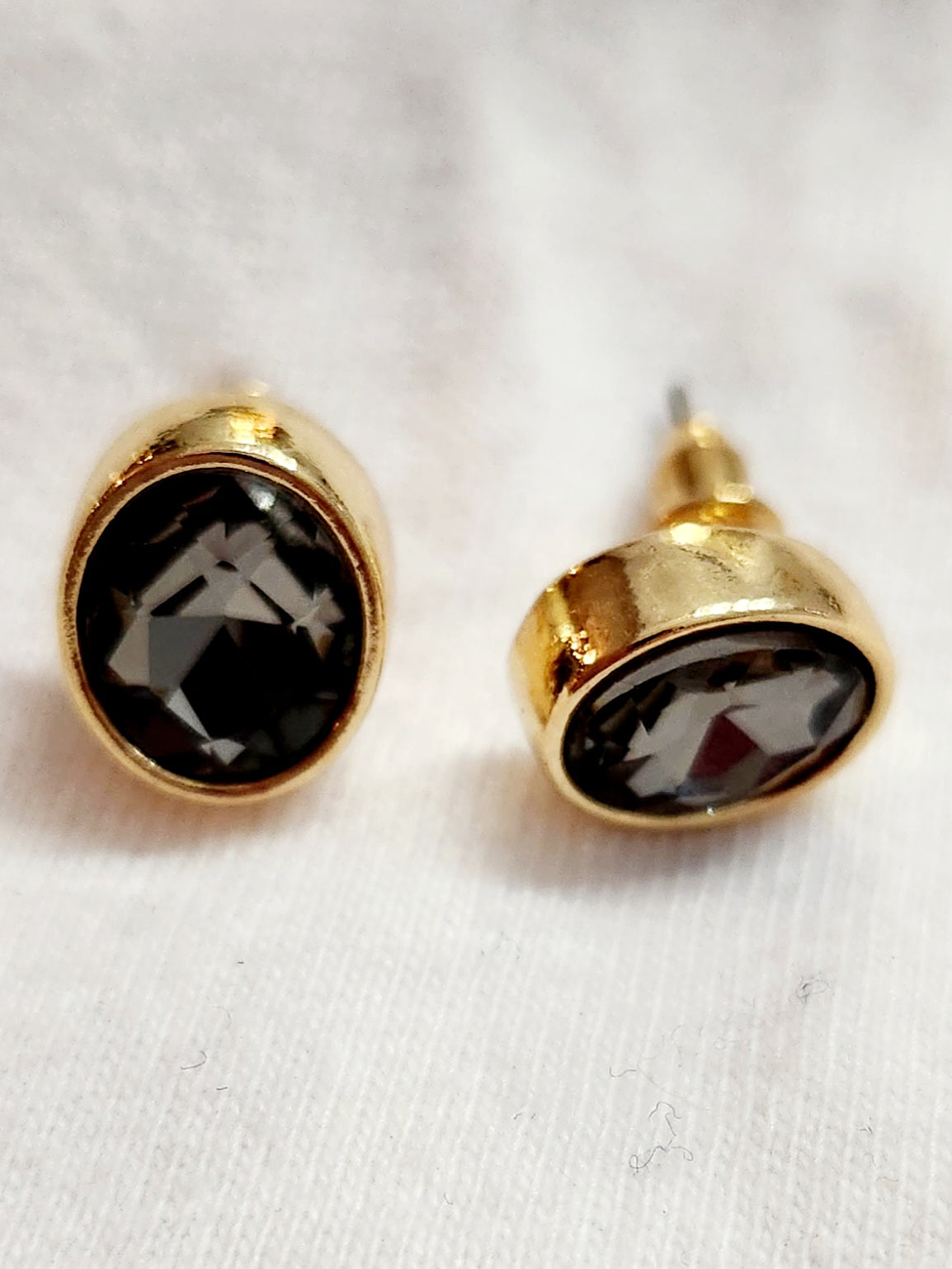 Oval Black Stud Earrings