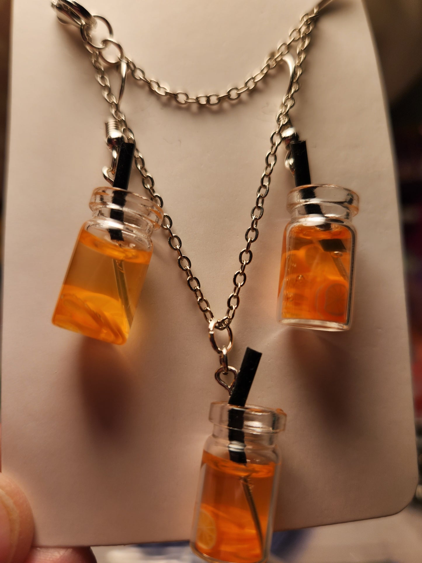 Boba orange earring and necklace set