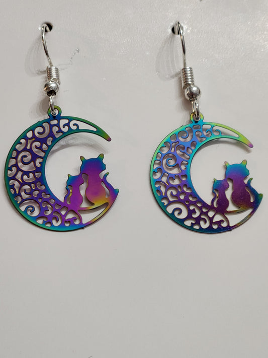 Cats on the Moon earrings