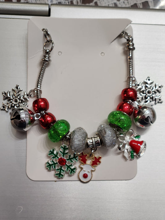 Christmas charm bracelet rudolph and snow flake