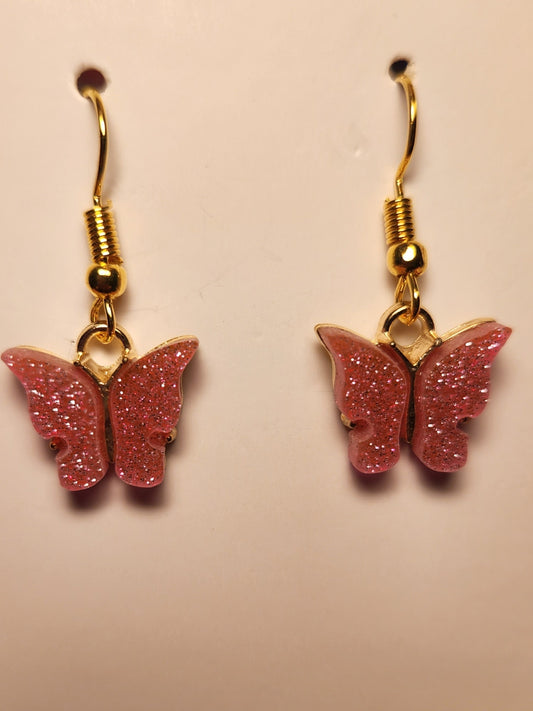 Butterfly hot pink earrings