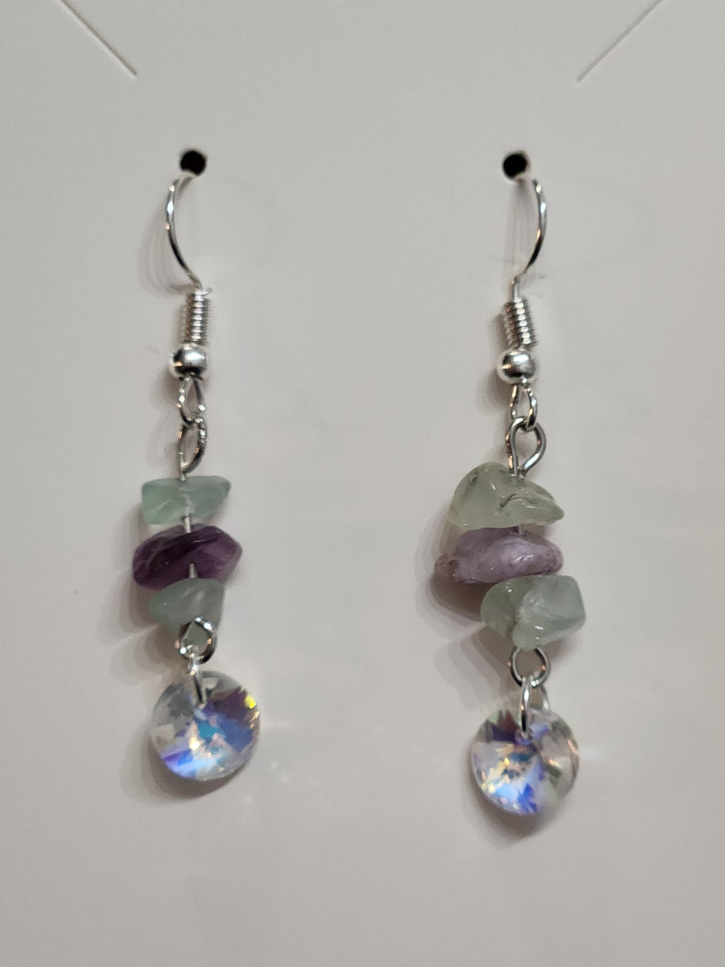 Lavender lime green rock earrings