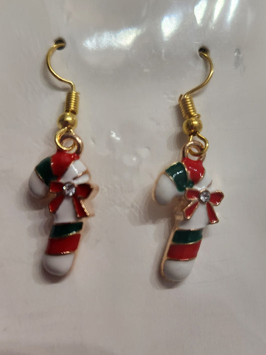 Candy cane white earrings