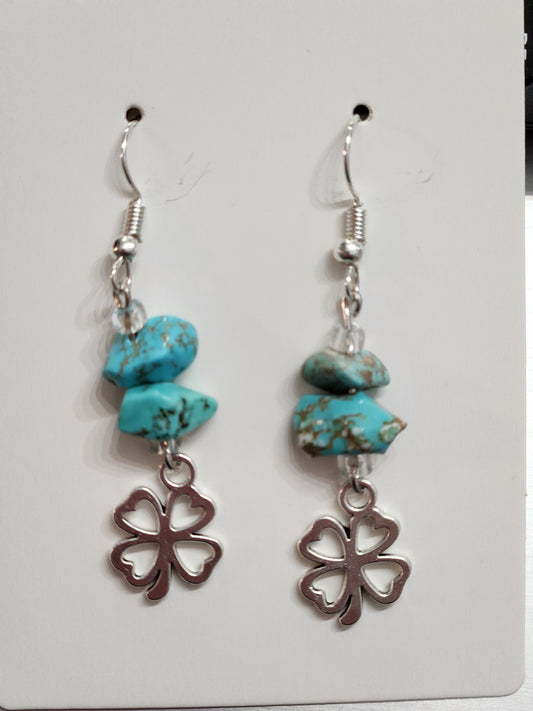 Clover  teal rock earrings