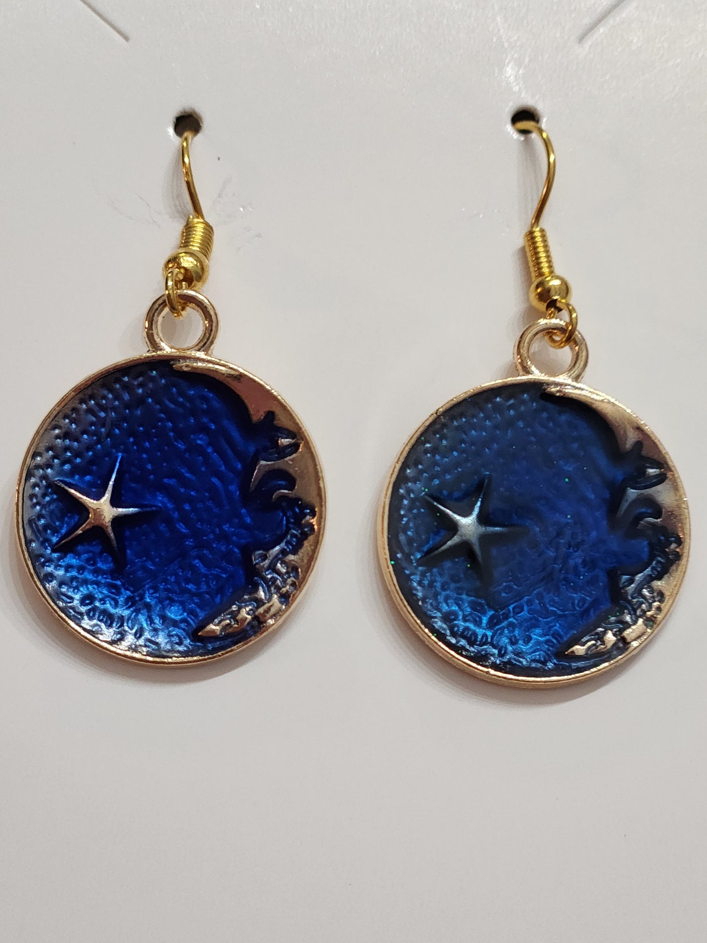 blue star moon earrings